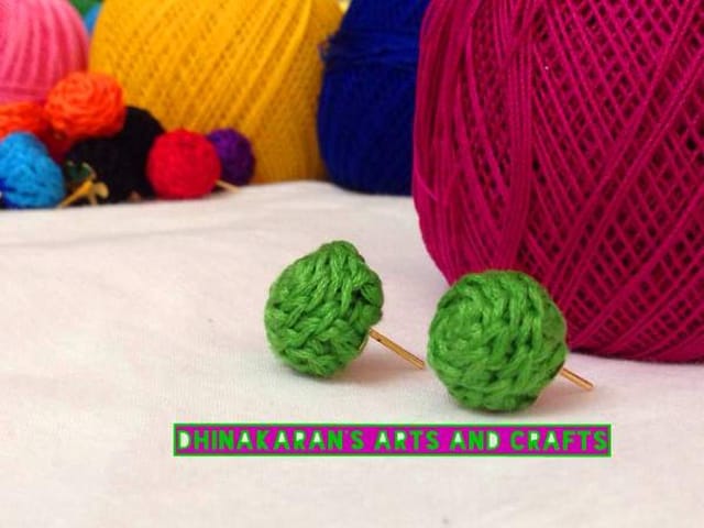 Green Crochet Studs