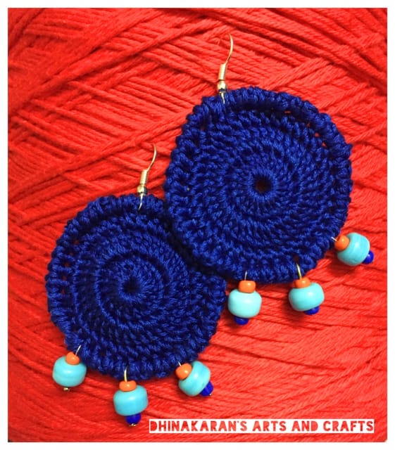 Dark Blue Crochet Earrings