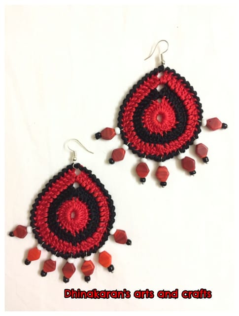 Hot Red Crochet Earrings