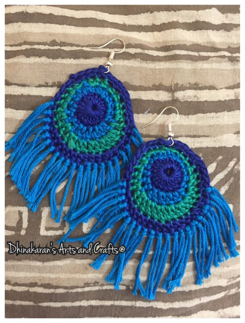 Peacock Feathers Crochet Earrings