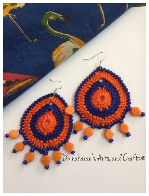 Orange n Blue Crochet Earrings