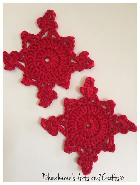 Snowflakes Crochet Patches-DARK RED