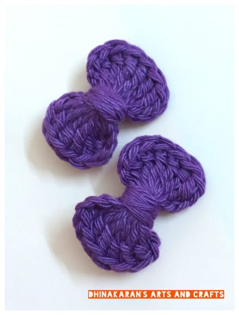 Mini Bow Crochet HairClips-PURPLE