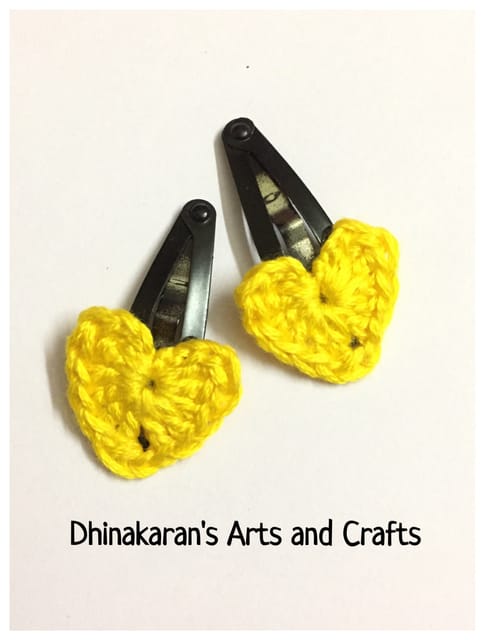 Cute Hearts Crochet TicTac HairClips-YELLOW