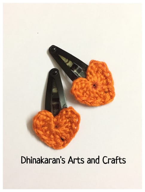 Cute Hearts Crochet TicTac HairClips-ORANGE