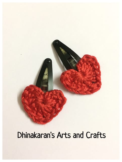 Cute Hearts Crochet TicTac HairClips-RED