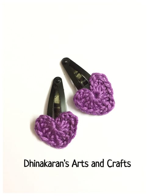 Cute Hearts Crochet TicTac HairClips-PURPLE