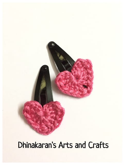 Cute Hearts Crochet TicTac HairClips-PINK