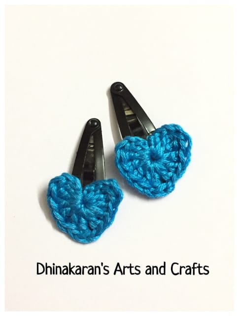 Cute Hearts Crochet TicTac HairClips-SKY BLUE