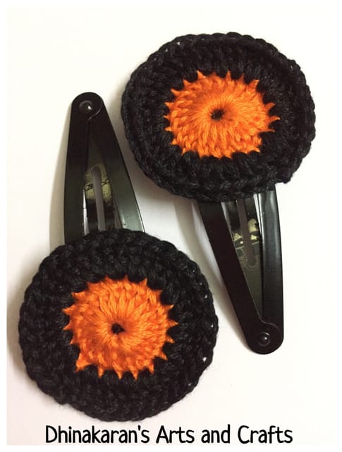 Bloom Crochet TicTac HairClips-Orange & Black