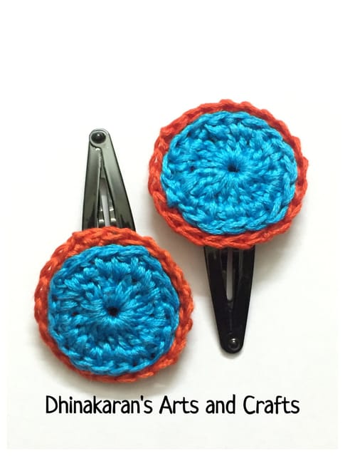Bloom Crochet TicTac HairClips-Blue & Orange