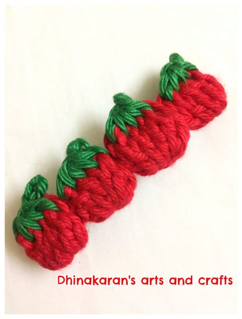 Strawberry Crochet HairClip-(5)