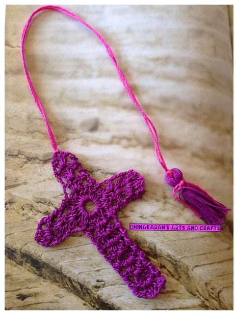 Crochet Cross Bookmark-PURPLE