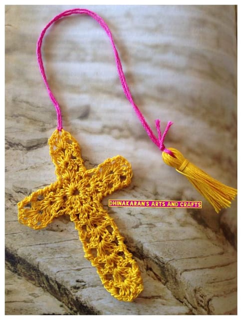 Crochet Cross Bookmark-YELLOW