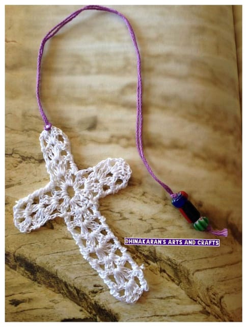Crochet Cross Bookmark-WHITE