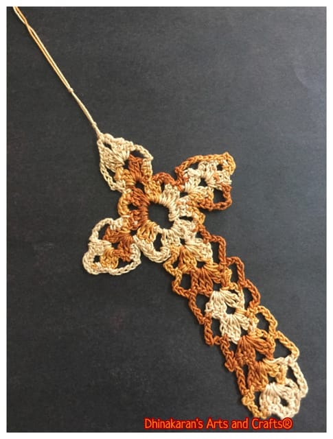 Crochet Cross Bookmark-BEIGE