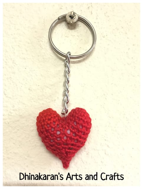 Heart Crochet Keychain-RED