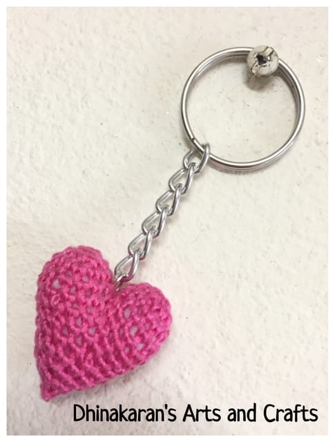 Heart Crochet Keychain-PINK