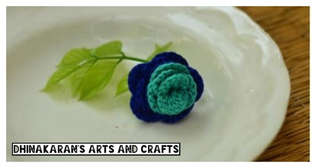 Rose Crochet Brooch Pin-TURQUOISE