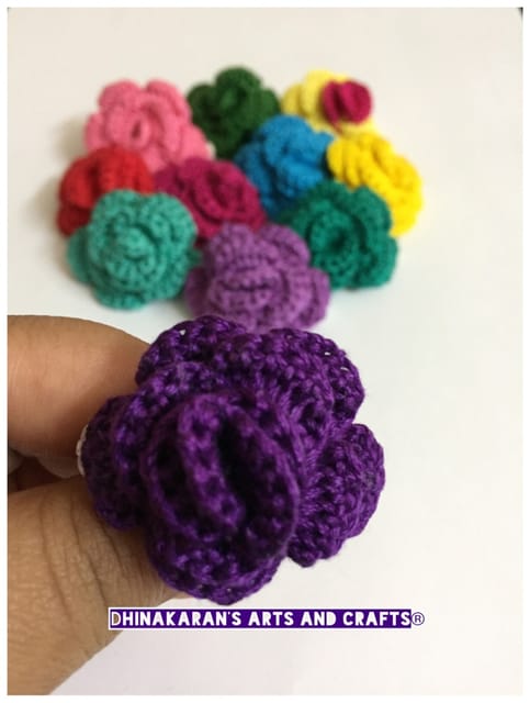 Rose Crochet Brooch Pin-VIOLET
