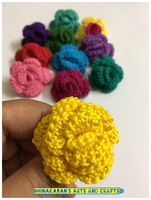 Rose Crochet Brooch Pin-YELLOW