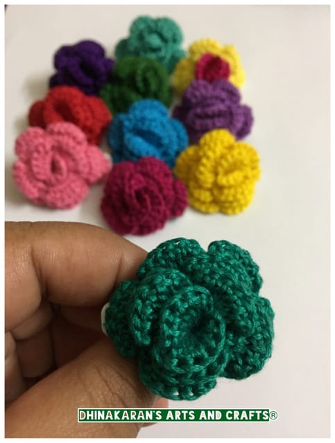 Rose Crochet Brooch Pin-DARK TURQUOUISE