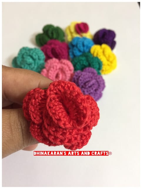 Rose Crochet Brooch Pin-HOT RED