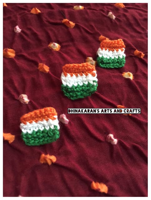 Mini Tiranga Crochet Brooch Pin