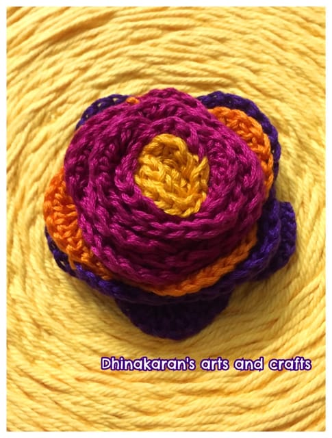 Jazzy Rose Crochet Brooch Pin