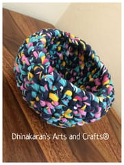Multicolour Black Crochet Basket
