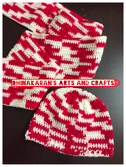 Candycane Crochet Muffler & Hat Set