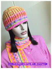 Pastel Crochet Muffler & Hat Set
