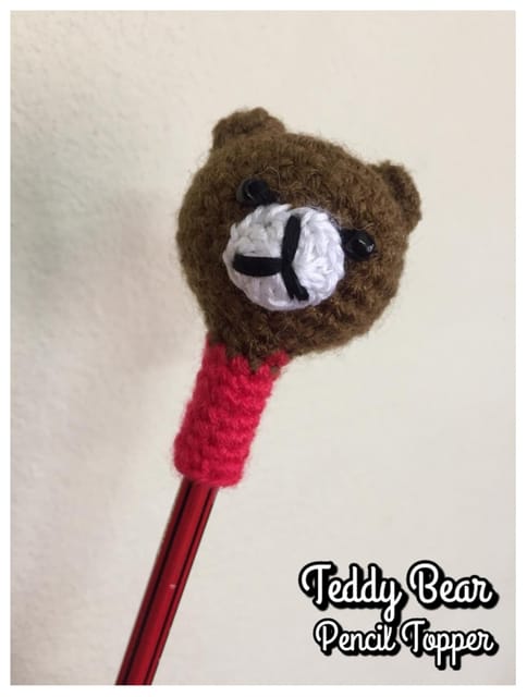 Teddy Bear Crochet Pencil Topper