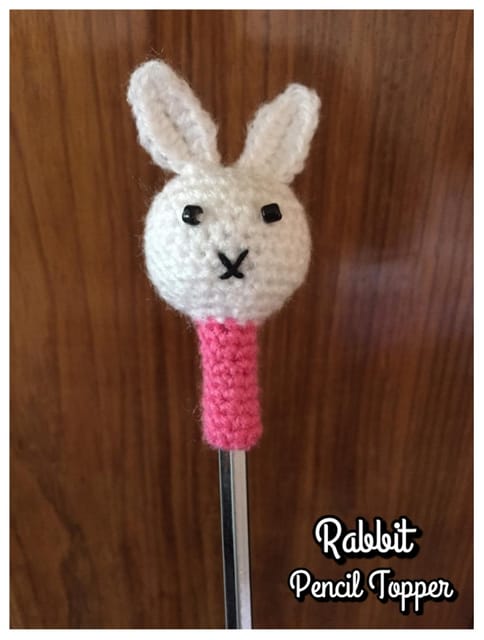 Rabbit Crochet Pencil Topper