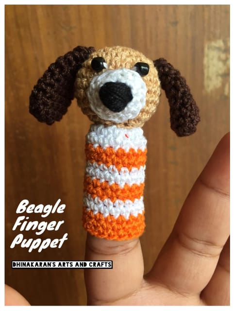 Beagle Crochet Finger Puppet