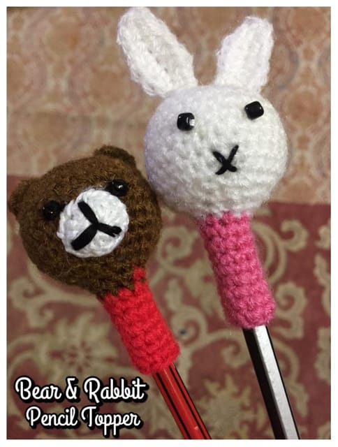 Bear & Rabbit Crochet Pencil Topper