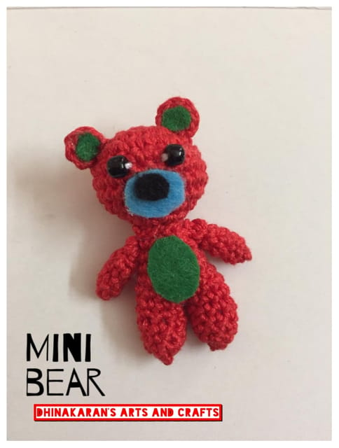 Mini Crochet Bear-RED