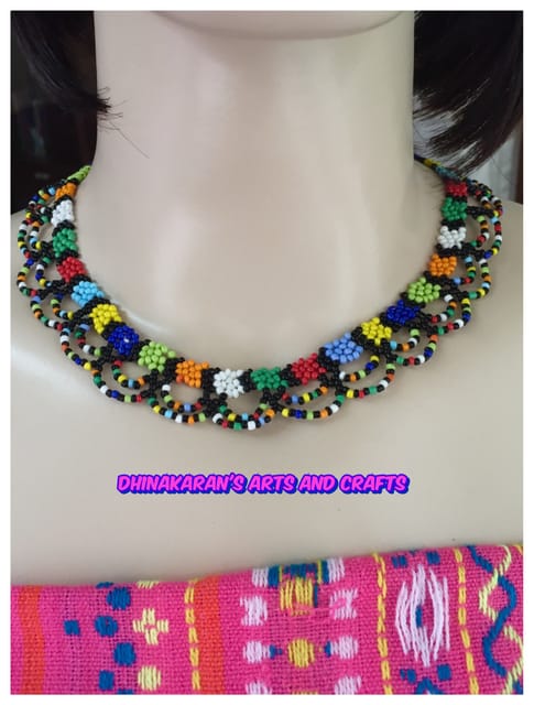 Daisies African Beaded Necklace & Bracelet-(6)