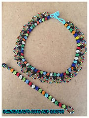 Daisies African Beaded Necklace & Bracelet-(8)