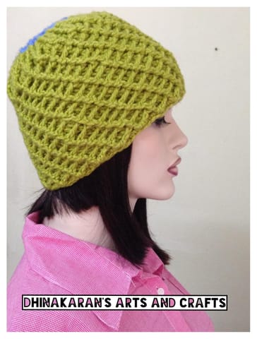 Green Waffle Crochet Hat