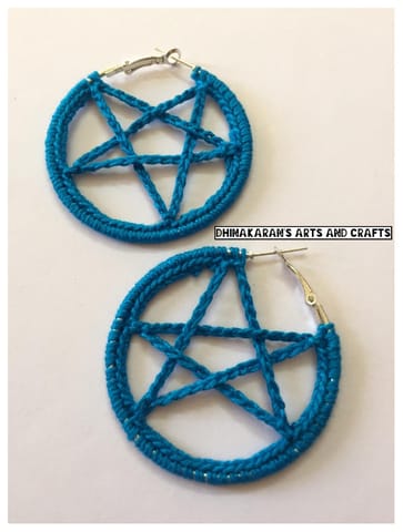 STAR Crochet Hoops - BLUE