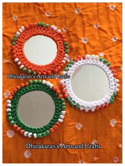 Big Round Kutchwork Mirror Buttons-TIRANGA