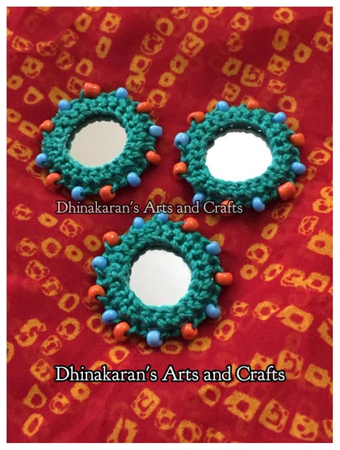 DARK TURQUOISE Beaded Mirror Buttons