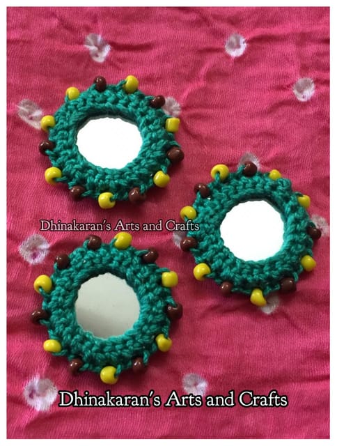 DARK TURQUOISE Beaded Mirror Buttons