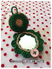 Floral Crochet Pocket Mirror-(1)