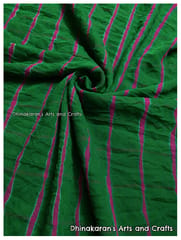Dark Green Lehariya Fabric