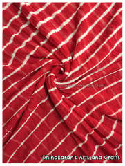 Red Georgette Lehariya Fabric
