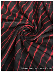 Black & Red Lehariya Fabric