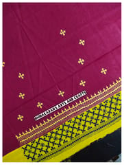 Red & Yellow Double Colour Kutchwork Blouse Piece