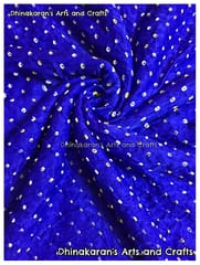 DARK BLUE Pure Gajji Silk Bandhani Fabric